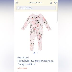 Posh Peanut Vintage Pink Rose Newborn Ruffle Onesie